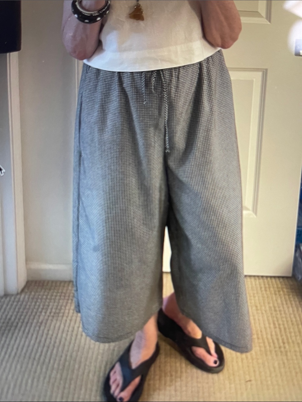 NWOT Wide-Leg B&W Checked Pants w/Pockets - Picture 9 of 16